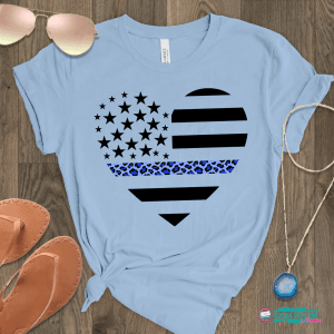 Thin Blue Line Leopard Heart