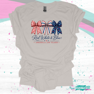 Red, white and blue bows