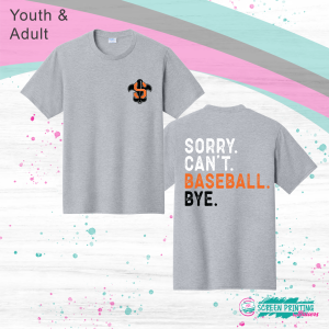 CC Baseball Sorry, Can't, Baseball, Bye Design